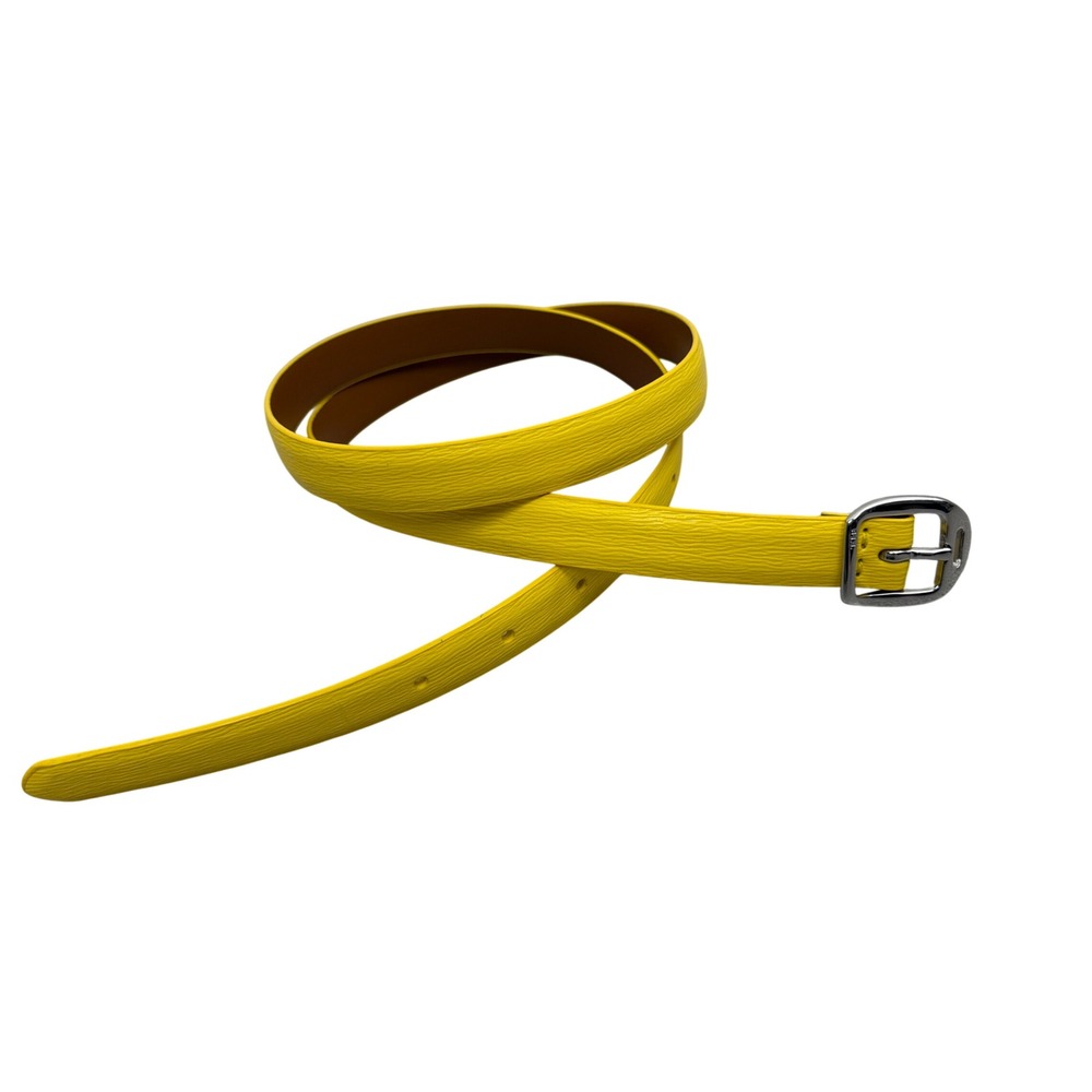 Lauren Ralph Lauren Belt Womens Large Yellow Leather Skinny Silver Buckle 1326